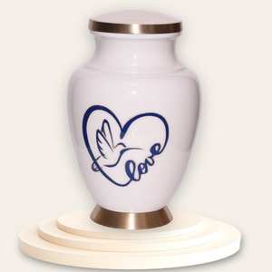 Urnes funéraires de crémation Lovely Cardinal Love Sign Design Grande taille 26 cms de haut Urne blanche - Product Image 3