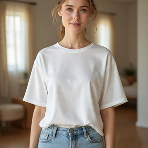 Women's Plus Size Embroidered Drop Shoulder Quick Dry Cotton Polyester Oversize Long Sleeve Summer T-Shirts - Product Image 4