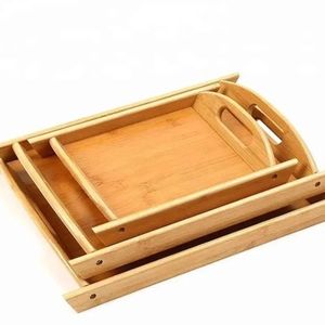Plateau de service en bois fait à la main avec poignées solides et durables pour une utilisation fonctionnelle dans les hôtels ou les restaurants. - Product Image 1