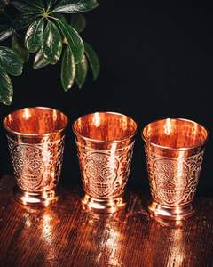 Minimalist copper drinking <b>glass</b> with traditional craftsmanship ideal for eco friendly hydration and wellness support - Product Image 2