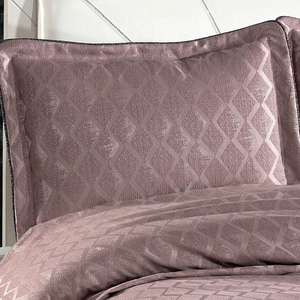 Ensemble de couvre-lit de luxe personnalisé Guzide Lalin en rose séchée, 4 pièces, 100% chenille, tissé rayé, lavable, anti-acariens - Product Image 2