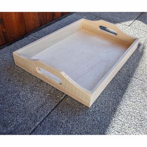 Bandeja de Madera Maciza de Estilo Japonés Minimalista |   Tabla de Servir Moderna de Arce y Roble, Bandeja Decorativa Nórdica de Madera con Asas Integradas - Product Image 3