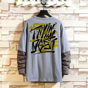 T-shirts à manches longues délavés à l'acide pour hommes sérigraphie double couche avec tissu éponge - Product Image 5