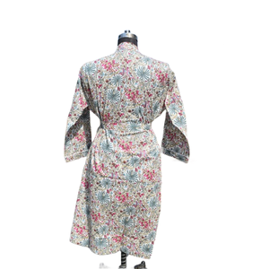 Kimono Peignoir en coton Robe de nuit d'été ouverte sur le devant pour femmes Robe de plage - Product Image 5