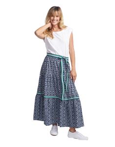 Nouvelle jupe longue taille haute élastique, design étagé élégant, taille élastique et ceinture rayée chic, jupes pour femmes - Product Image 1