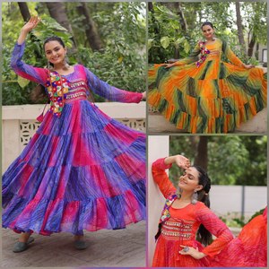 NUEVO LANZAMIENTO DE TELA DE DISEÑO PARA VESTIDOS LAHERIYA Y BANDHEJ CON ESTAMPADO KUTCHI, Parches y Faux Georgette para Fiestas, Estilo Casual Reversible - Product Image 6
