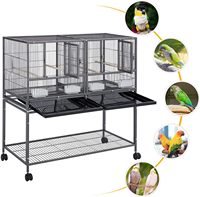 Cage à oiseaux en métal écologique de 41.5 pouces pour canaris calopsittes pinsons perroquets support roulant solide divisé boîte empilable d'élevage