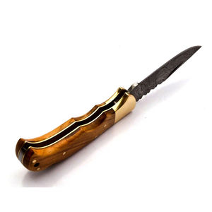Cuchillo de Caza y Camping de Hoja Fija de Acero Inoxidable de Primera Calidad con Mango de Madera y Borde Dentado, Personalización OEM - Product Image 6