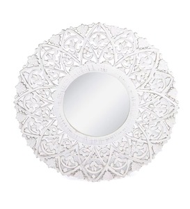 Espejo de pared de tocador redondo con acabado blanco desgastado más vendido, diseño moderno de madera hecho a mano para bodas directamente desde la India - Product Image 1