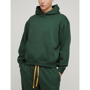 2025 nueva llegada 100% algodón hombres Jogging conjunto de gran tamaño con capucha pantalones de chándal hombro caído estampado personalizado para invierno - Product Image 2