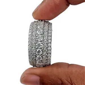 Anillo de compromiso de diamante moissanita de corte redondo de plata 925 regalo de fiesta de aniversario de boda - Product Image 4