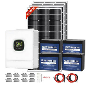 Panneaux solaires 1600W, batterie LiFePO4 51.2V 100Ah, stockage d'énergie, onduleur hybride empilable 5KW 120V, système solaire IP65 CAN - Product Image 1