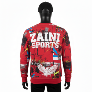 <b>Men</b> Pullover <b>Sweatshirt</b> 300 GSM Warm Cotton Fleece <b>Red</b> Abstract Designer With Custom Logo Screen Print Basics <b>Sweatshirts</b> - Product Image 2