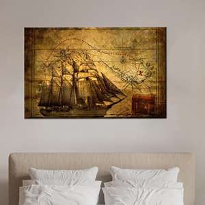 Obra de arte impresa en lienzo con mapa del tesoro de los piratas, elegante decoración de pared, regalo, 1P:Gallery Wrapped - Product Image 1