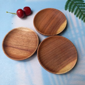 Mini plato de madera de acacia condimentos salsas plato forma redonda 7,5 cm plato vajilla - Product Image 2