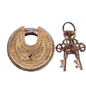 Cadenas de porte de forme ronde en laiton gravé chameau belles serrures de sécurité avec 2 clés entièrement fonctionnelles - Product Image 2