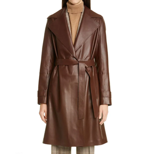 Abrigo largo de cuero de nueva moda de tendencia caliente para mujer de talla grande cálido de invierno con logotipo personalizado - Product Image 4