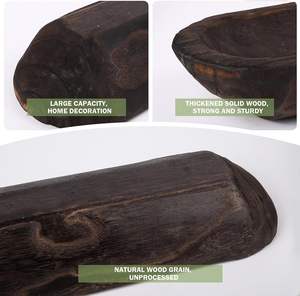 <b>Wooden</b> Dough <b>Bowl</b>, 22.7 Inch Hand Carved Rustic Long Wood Dough <b>Bowls</b> for Decor, Vintage <b>Large</b> <b>Wooden</b> Bread <b>Bowl</b> for Table - Product Image 3