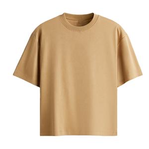 เสื้อยืดทรงบ็อกซี่แบบครอปใหม่ สไตล์เทรนดี้สำหรับผู้ชาย เสื้อยืดคอกลมแขนสั้นผ้าฝ้ายคลาสสิก เนื้อผ้าคอตตอนหนา - Product Image 1