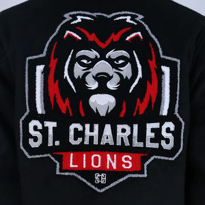 เสื้อแจ็คเก็ตวาร์ซิตี้ปักลายเชนิลล์แบบกำหนดเอง เสื้อแจ็คเก็ตเบสบอลสไตล์วินเทจสำหรับผู้ชายใส่เที่ยวกลางแจ้งในฤดูหนาว เสื้อแจ็คเก็ตเลตเตอร์แมนสไตล์วิทยาลัย - Product Image 6