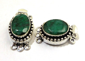 PREM bhaya พลอยมรกต1เส้น2สาระ3สาระกล่องรูปไข่เข็มกลัดเงินโบราณชุบ26X15X10MM B693-Emerald ทำเครื่องประดับ - Product Image 3