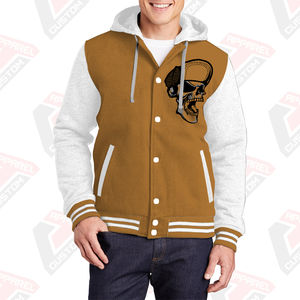 Veste d'université chaude et élégante pour hommes, capuche 100% coton, polaire brodée, imprimée numériquement, teinte unie, hiver, délavé à la pierre, personnalisée - Product Image 2