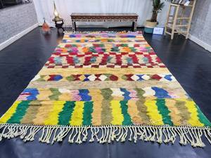 Tapis Marocain Fait à la Main 6x10 Berbère Tribal Hiver Laine Patchwork Coloré Laine Zone Surteint Tapis Superbe Mrirt Tapis - Product Image 5