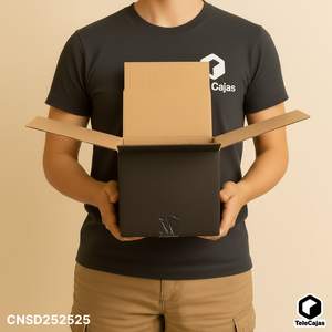 Boîte carrée noire en papier et supports 25x25x25 cm avec double rabat pour petits plats, peluches et balles - Product Image 3