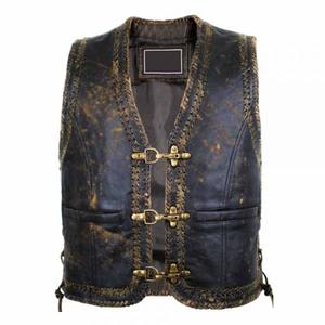 Gilet en cuir noir de haute qualité pour hommes fabriqué en usine OEM Gilets chauffants écologiques imperméables d'hiver sans manches de grande taille - Product Image 1