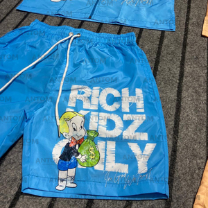 Printemps automne nouveau logo personnalisé unisexe léger décontracté solide coton chemises Shorts deux pièces ensemble coupe-vent survêtement - Product Image 4