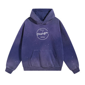 Sudadera con Capucha Personalizada Estilo Urbano, Lavado Ácido, Desgastada, para Hombre, Sudadera Holgada de Algodón Grueso, Informal para Hombre - Product Image 1