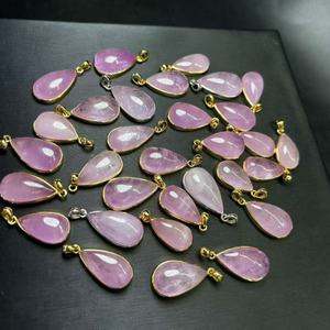 Colgante de Kunzita Natural Rosa en Forma de Gota, Colgante Ovalado de Plata de Ley S925 para Joyería de Cristal Curativo - Product Image 6