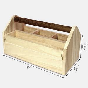 hot selling Premium Wooden Caddy with Handle 4 Compartment <b>Storage</b> Tray Eco-friendly Organizer for Kitchen and Office premium - Product Image 3