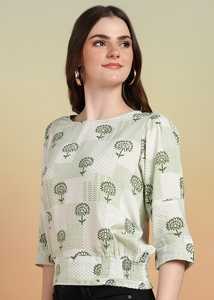 Ensemble d'été décontracté pour femme en coton, haut à imprimé patchwork, col rond, manches courtes, longueur cheville, motif blanc à la taille - Product Image 3