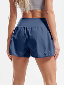 Pantalones cortos de entrenamiento 2 en 1 para mujer, negro/azul marino/rosa, para gimnasio atlético, pantalones cortos para correr con bolsillos para teléfono - Product Image 5