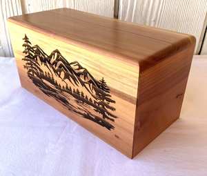 Urna de cremación de madera para adultos, hecha a mano, de madera de palisandro, con diseño de árboles de bosque salvaje, para humanos. - Product Image 3