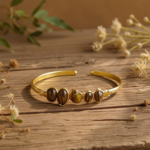 Boho Style Gold and <b>Silver</b> Plated Fashion <b>Cuff</b> <b>Bracelets</b> Resale Ready with Natural Stone Accents - Product Image 3