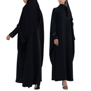 2024 nouveau style de dubaï caftan Abaya modeste vêtements islamiques adultes femmes noir broderie conceptions Eid Abaya respirant en relief - Product Image 1