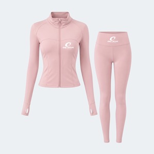Conjunto Deportivo de 2 Piezas para Mujer con Logotipo Personalizado, Leggings de Cintura Alta Elástica, Ropa de Gimnasio sin Costuras, Conjunto de Yoga de Secado Rápido - Product Image 1