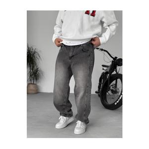 กางเกงยีนส์ขาบานผ้าทอฮิปฮอปสุดสำหรับผู้ชายกางเกงยีนส์ผ้าฝ้ายแนวสปอร์ตลำลองสำหรับ100% - Product Image 1