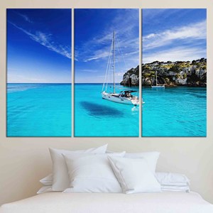 Obra de arte Oceanic Dream: lienzo impreso con vista al mar para decoración del hogar, JUEGO DE 3 LIENZOS - Product Image 1