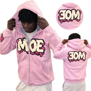 Sudaderas con Capucha y Cremallera Personalizadas para Hombre, Venta al por Mayor, Ropa Urbana Estadounidense, Talla Grande, Impresión Personalizada, Algodón Grueso, Proveedor OEM ODM - Product Image 5