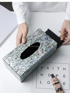 Plateau de service en incrustation d'os artisanal de luxe pour restaurants et salon Boîte à mouchoirs domestique élégante pour l'exportation - Product Image 6