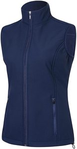 Chaleco corto azul personalizado para correr para mujer, Softshell, impermeable, transpirable, con cuello levantado, cierre de cremallera, logotipo OEM, ropa exterior - Product Image 4