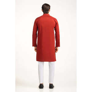 Kurta brodée rouge pour homme avec Lehenga Choli en Georgette et soie, style indien pakistanais, pour fêtes et mariages - Product Image 2