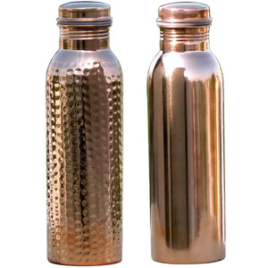 Bouteille d'eau en cuivre ayurvédique de conception unique 100% eau en cuivre potable en 2 bouteilles martelées et simples pour l'école de voyage - Product Image 3