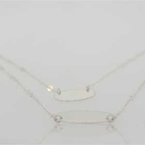 Elegant Sterling <b>Silver</b> <b>Necklace</b> with Two Oval Discs <b>Pendants</b> - Product Image 3