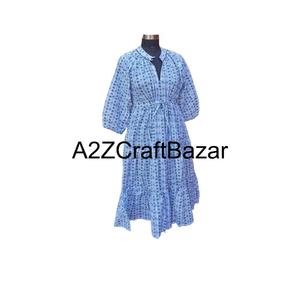 ชุดเดรสผ้าฝ้ายลายดอกไม้สไตล์โบฮีเมียนสำหรับผู้หญิง คอวี ทรงหลวม ระบายอากาศได้ดี เหมาะสำหรับใส่ลำลองในชีวิตประจำวันช่วงฤดูร้อน - Product Image 5