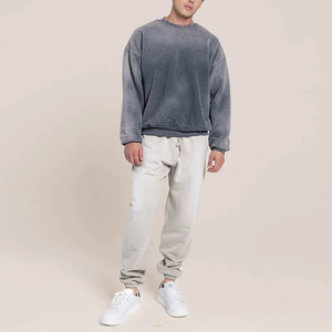 เสื้อกันหนาวคอกลมแขนยาวผ้าฝ้าย100% ซักกรดสำหรับผู้ชายเสื้อผ้าแนวสตรีทออกแบบได้ตามต้องการ - Product Image 2