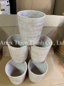 Rattan Wastebasket High-Quality Rattan <b>Bins</b> Basket Rustic & Boho Decor Organizer From Vietnam - Product Image 3
